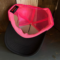 Hermosa Beach OBLIGATORY SUNSET High Crown Trucker Hat - Black/Pink/Black