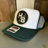 Hermosa Beach SKATEBOARDING WAS NEVER A CRIME High Crown Trucker Hat - Dark Green/White