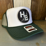 Hermosa Beach SKATEBOARDING WAS NEVER A CRIME High Crown Trucker Hat - Dark Green/White