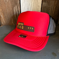 Hermosa Beach PIER AVE High Crown Trucker Hat - Red/Black