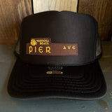 Hermosa Beach PIER AVE High Crown Trucker Hat - Black (Curved Brim)