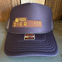 Hermosa Beach PIER AVE High Crown Trucker Hat - Navy