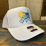 Hermosa Beach LIFEGUARD TOWER High Crown Trucker Hat - White