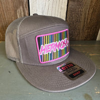 Hermosa Beach HERMOSA '84 7 Panel Mid Profile TruckerSnapback Hat - Charcoal Grey