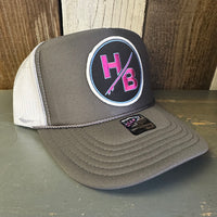 Hermosa Beach SO PITTED! :: HB SURFBOARD Trucker Hat - Charcoal Grey/White