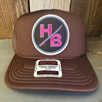 Hermosa Beach SO PITTED! :: HB SURFBOARD  High Crown PREMIUM Trucker Hat - Brown (Curved Brim)