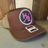 Hermosa Beach SO PITTED! :: HB SURFBOARD  High Crown PREMIUM Trucker Hat - Brown (Curved Brim)