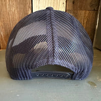 Hermosa Beach CLASSIC LOGO 6 Panel Low Profile Mesh Back Trucker Hat - Navy/Heather Grey