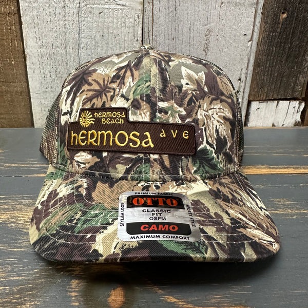 Hermosa Beach PIER AVE 6 Panel Low Profile Trucker Hat - Camo