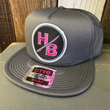 Hermosa Beach SO PITTED! :: HB SURFBOARD Trucker Hat - Charcoal Grey (Flat Brim)