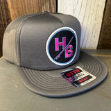 Hermosa Beach SO PITTED! :: HB SURFBOARD Trucker Hat - Charcoal Grey (Flat Brim)