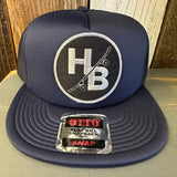 Hermosa Beach SKATEBOARDING WAS NEVER A CRIME Trucker Hat - Navy (Flat Brim)