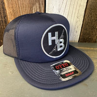 Hermosa Beach SKATEBOARDING WAS NEVER A CRIME Trucker Hat - Navy (Flat Brim)