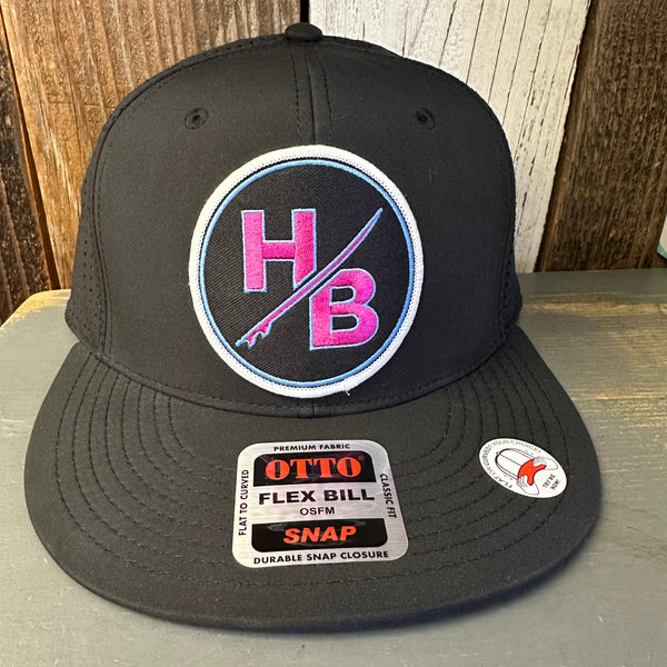 Hermosa Beach SO PITTED! :: HB SURFBOARD "OTTO SNAP" 6 Panel Snapback Hat Cap - Black