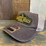 Hermosa Beach ARE YOUR ESTABLISHED? 6 Panel Low Profile "OTTO COMFY FIT" Trucker Hat - Dark Brown/Dark Brown/Khaki