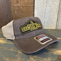 Hermosa Beach ARE YOUR ESTABLISHED? 6 Panel Low Profile "OTTO COMFY FIT" Trucker Hat - Dark Brown/Dark Brown/Khaki