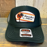 Hermosa Beach  RETRO SUNSET High Crown Trucker Hat - Dark Green