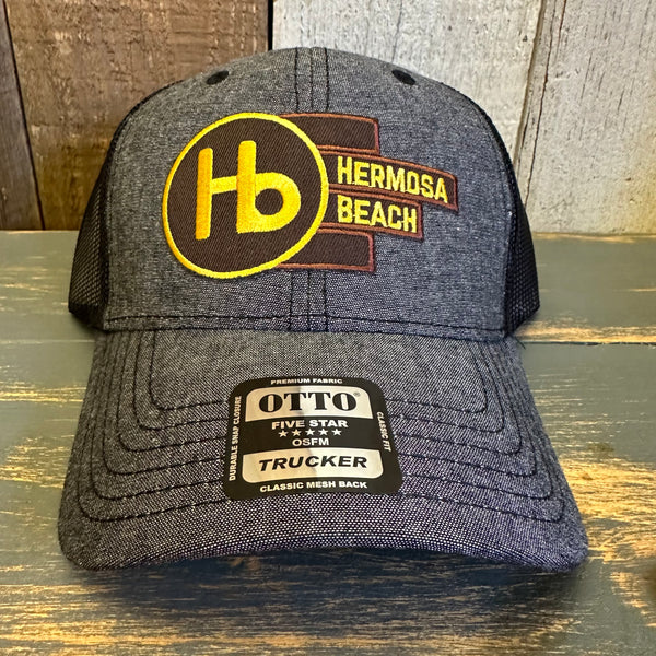 Hermosa Beach THE NEW STYLE 6 Panel Low Profile Mesh Back Trucker Hat - Faded Black/Black