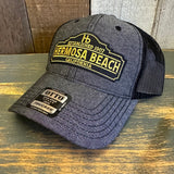 Hermosa Beach ARE YOU ESTABLISHED? 6 Panel Low Profile Mesh Back Trucker Hat - Faded Black/Black