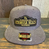 Hermosa Beach ARE YOU ESTABLISHED? 6 Panel Mid Profile Snapback Hat - Chambray Charcoal Gray