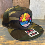 Hermosa Beach OBLIGATORY SUNSET 6 Panel Mid Profile Snapback Hat - Camo