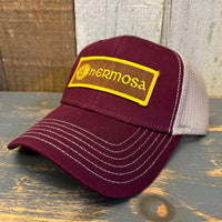 Hermosa Beach AS REAL AS THE STREETS 6 Panel Low Profile Mesh Back Trucker Hat - Maroon/Khaki