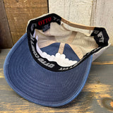 Hermosa Beach SURFING GRIZZLY BEAR Low Profile Trucker Hat - Vintage Wash Navy Blue/Khaki