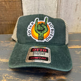 SO FAR :: SO BUENO 6 Panel Low Profile Trucker Hat - Dark Green/Khaki