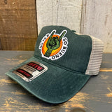 SO FAR :: SO BUENO 6 Panel Low Profile Trucker Hat - Dark Green/Khaki