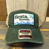 Hermosa Beach FIESTA FOREVER 6 Panel Low Profile Trucker Hat - Dark Green/Khaki