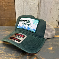 Hermosa Beach FIESTA FOREVER 6 Panel Low Profile Trucker Hat - Dark Green/Khaki