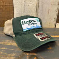 Hermosa Beach FIESTA FOREVER 6 Panel Low Profile Trucker Hat - Dark Green/Khaki