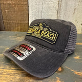 Hermosa Beach ARE YOU ESTABLISHED? 6 Panel Low Profile Trucker Hat - Black/Charcoal