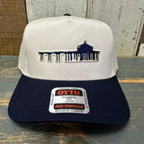 MANHATTAN BEACH PIER & ROUNDHOUSE 5 Panel Mid Profile Baseball Cap - Navy/Khaki