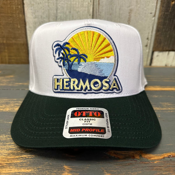 Hermosa Beach FIESTA 5 Panel Mid Profile Baseball Cap - Dark Green/White