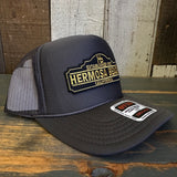 Hermosa Beach ARE YOU ESTABLISHED? High Crown Trucker Hat - Charcoal (Curved Brim)