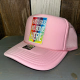 HATE HAS NO HOME HERE High Crown Trucker Hat - Pink