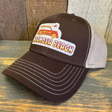 Hermosa Beach WOODIE 6 Panel Low Profile Mesh Back Trucker Hat - Brown/Khaki