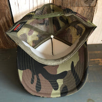 Hermosa Beach GOLF CARTS & YOGA PANTS Trucker Hat - Full Camouflage