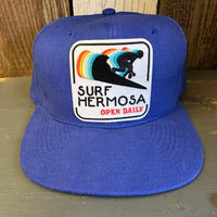 Hermosa Beach SURF HERMOSA :: OPEN DAILY - 6 Panel Mid Profile Baseball Cap - Blue