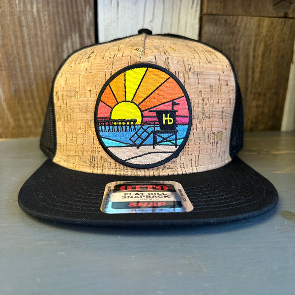 Hermosa Beach OBLIGATORY SUNSET Premium Cork Trucker Hat - (Black/Cork)