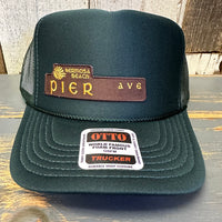 Hermosa Beach PIER AVE High Crown Trucker Hat - Dark Green