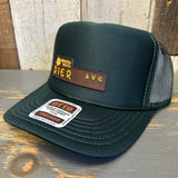 Hermosa Beach PIER AVE High Crown Trucker Hat - Dark Green