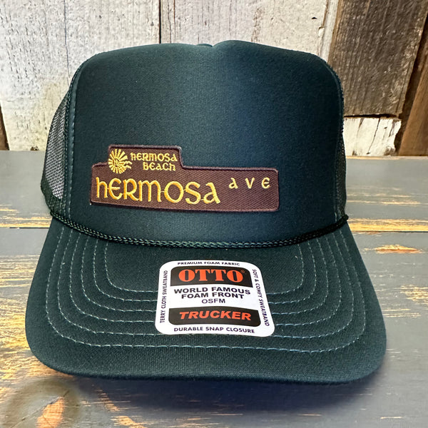 Hermosa Beach HERMOSA AVE High Crown Trucker Hat - Dark Green