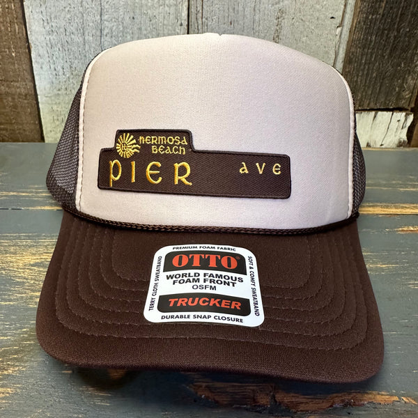 Hermosa Beach PIER AVE Trucker Hat - Brown/Khaki