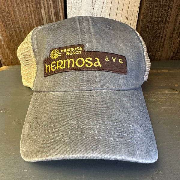 Hermosa Beach HERMOSA AVE 6 Panel Low Profile Mesh Hat - Light Grey/Khaki