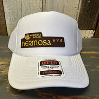 Hermosa Beach HERMOSA AVE High Crown Trucker Hat - White