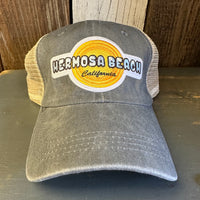 Hermosa Beach HIGH HEAT 6 Panel Low Profile Mesh Hat - Light Grey/Khaki