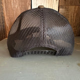 Hermosa Beach CLASSIC LOGO - 6 Panel Structured Poly/Cotton Front Mesh Back Trucker Hat - Black/Loden Green