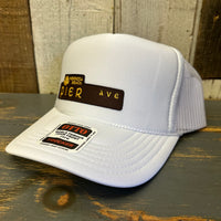 Hermosa Beach PIER AVE High Crown Trucker Hat - White